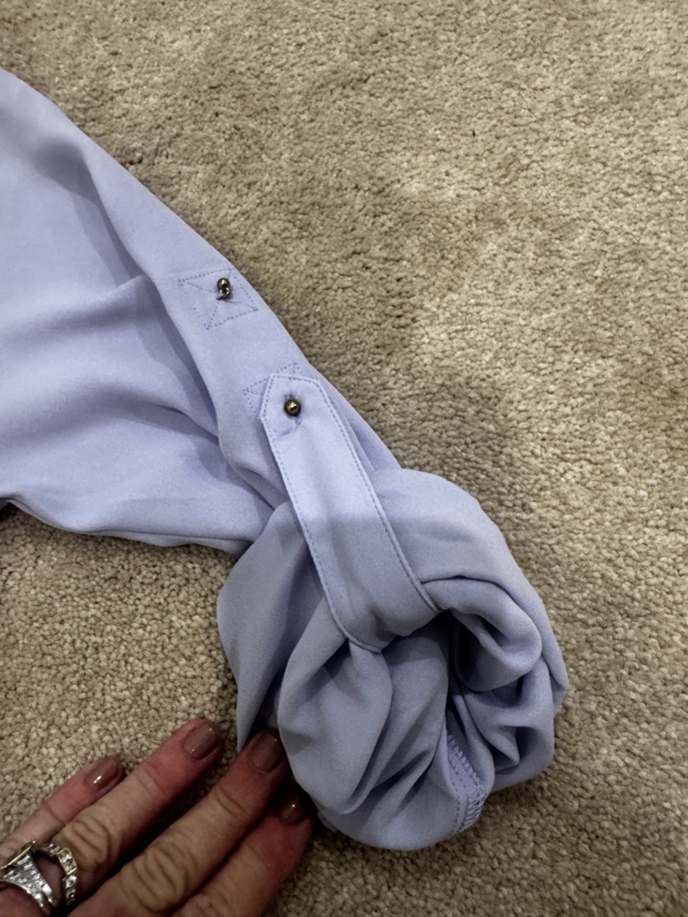 NWT Women's Express Light Lavender Blue Collared Blouse, size L - Picture 8 of 11
